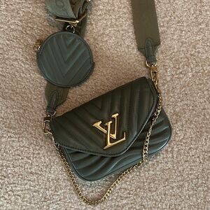 Louis Vuitton Olive Quilted Chain Crossbody with Coin Pouch